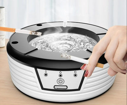 Smart Air Purifying Ashtray – Windproof Automatic Smoke Ashtray with Filter and Auto-Cleaning Function for Home, Office and Indoor Use