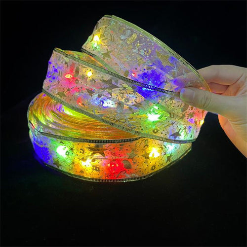 Christmas Ribbon Fairy Lights – LED Holiday String Lights for Trees, Mantels, Parties and Cozy Indoor Christmas Decorations