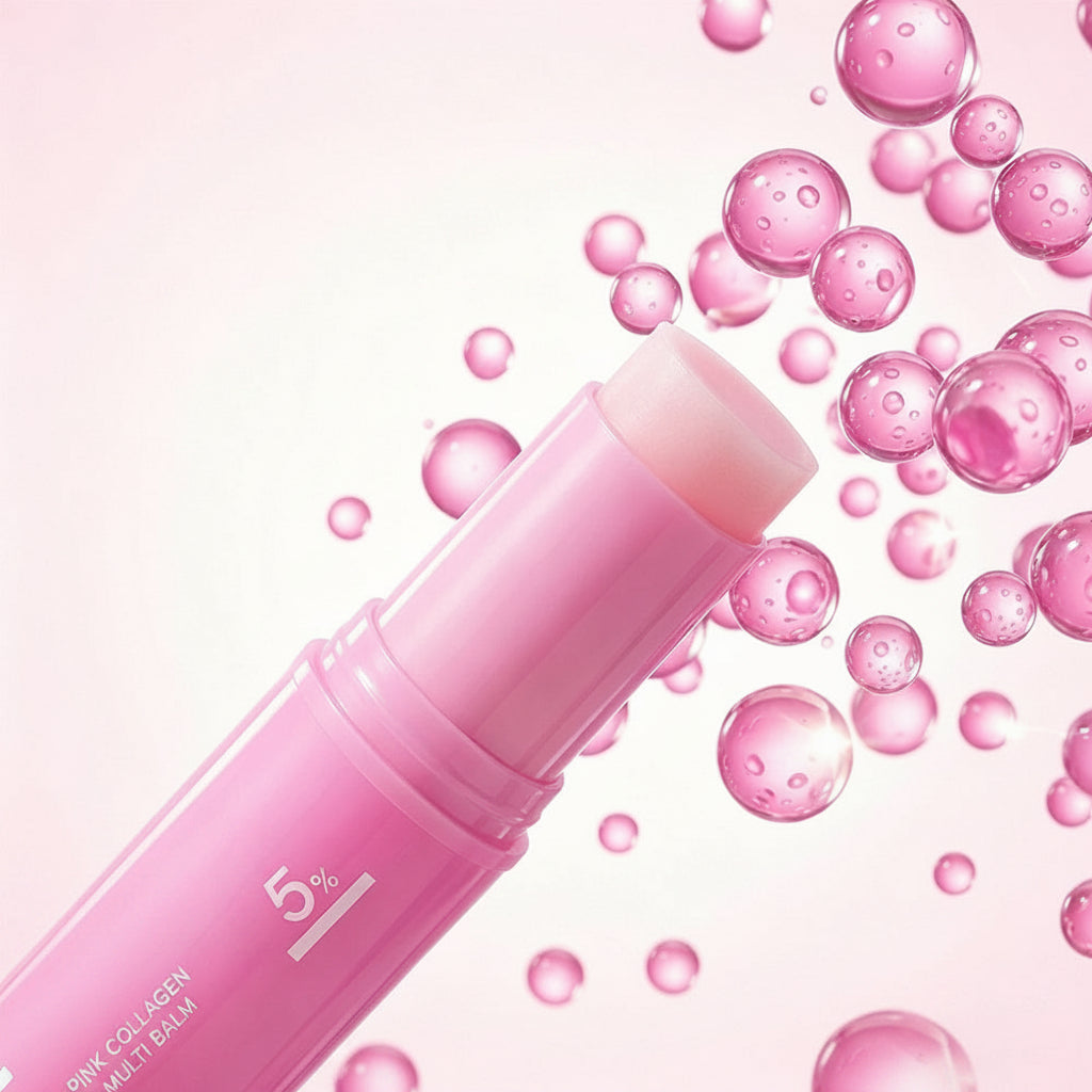 Pink Collagen Multi Balm Stick – Deep Hydrating Facial Moisturizer for Brightening, Plumping, Smoothing and Everyday Korean Skincare