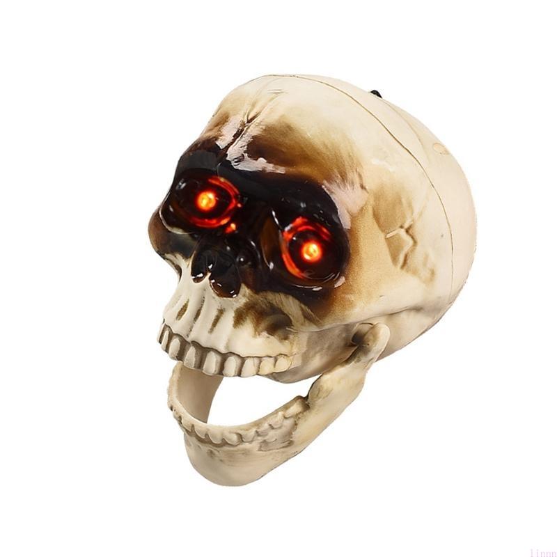 Halloween Animated Skull Decoration – Motion and Sound Detection with Glowing Eyes for Hanging Haunted House Props, Parties and Spooky Home Decor