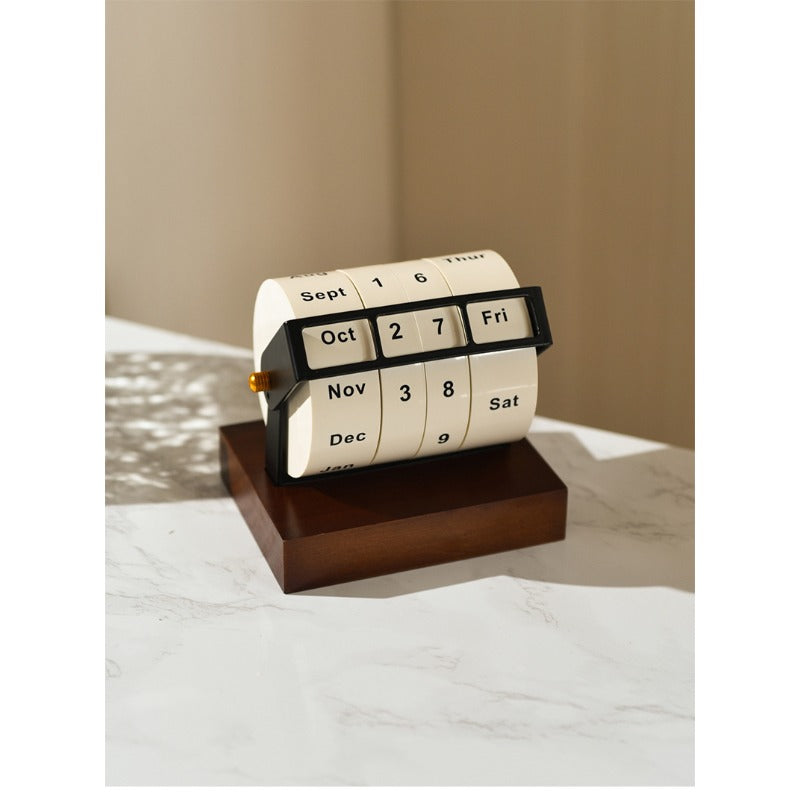 Perpetual Wheel Calendar – Large Rotating Desktop Calendar Organizer for Home Office Planning, Countdown Display and Decorative Desk Styling