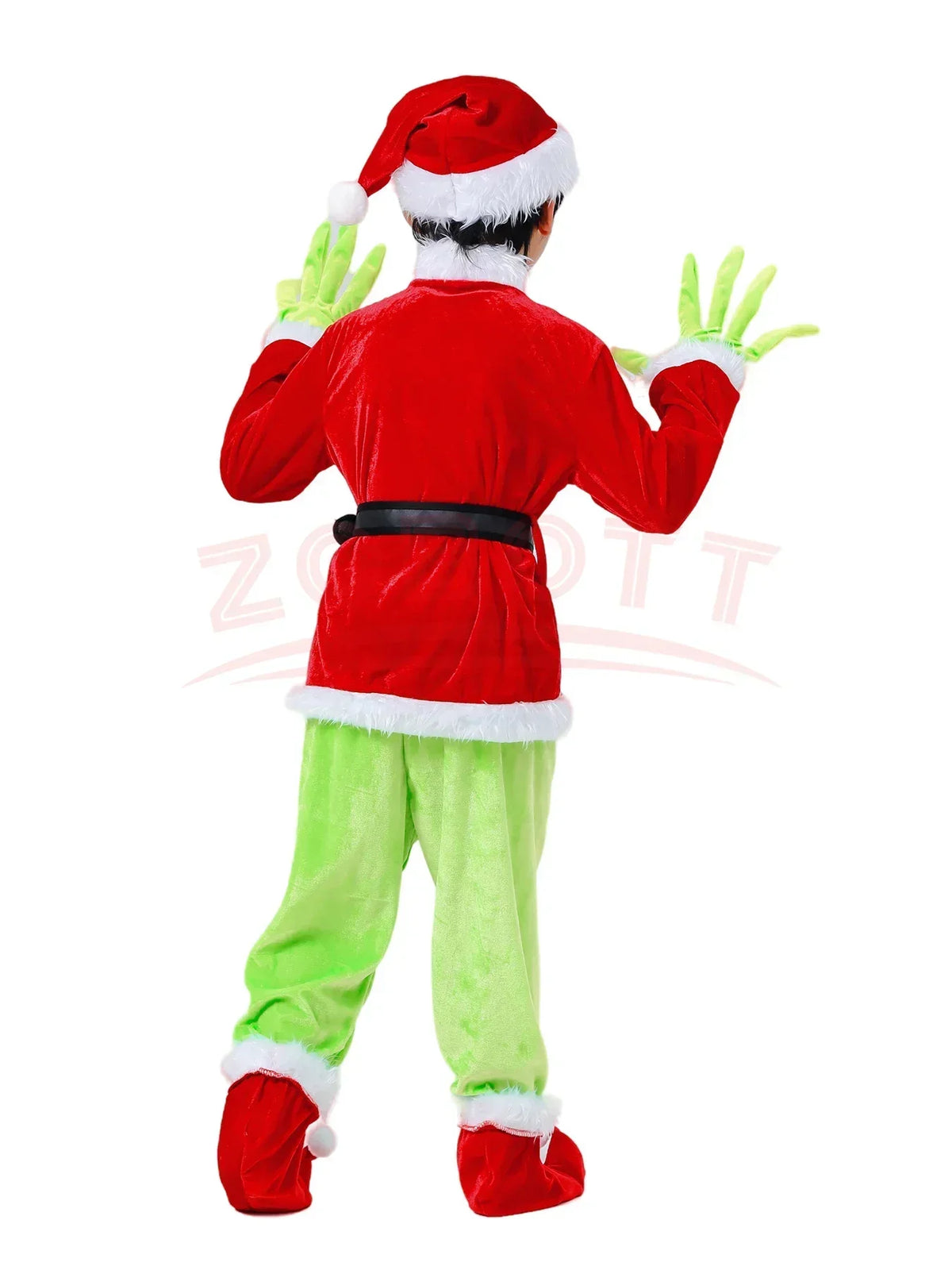 Green Monster Christmas Costume – Kids Holiday Outfit with Pants for Festive Cosplay