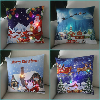 LED Christmas Pillow Cover – Light Up Cushion Case for Holiday Living Room Decor and Seasonal Home Accents