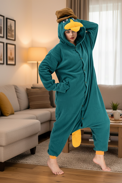 Animal Kigurumi Duck Onesie – Cute Cartoon Pajama Costume for Adults and Kids, Cozy Halloween Cosplay, Parties, Sleepovers and Fun Homewear