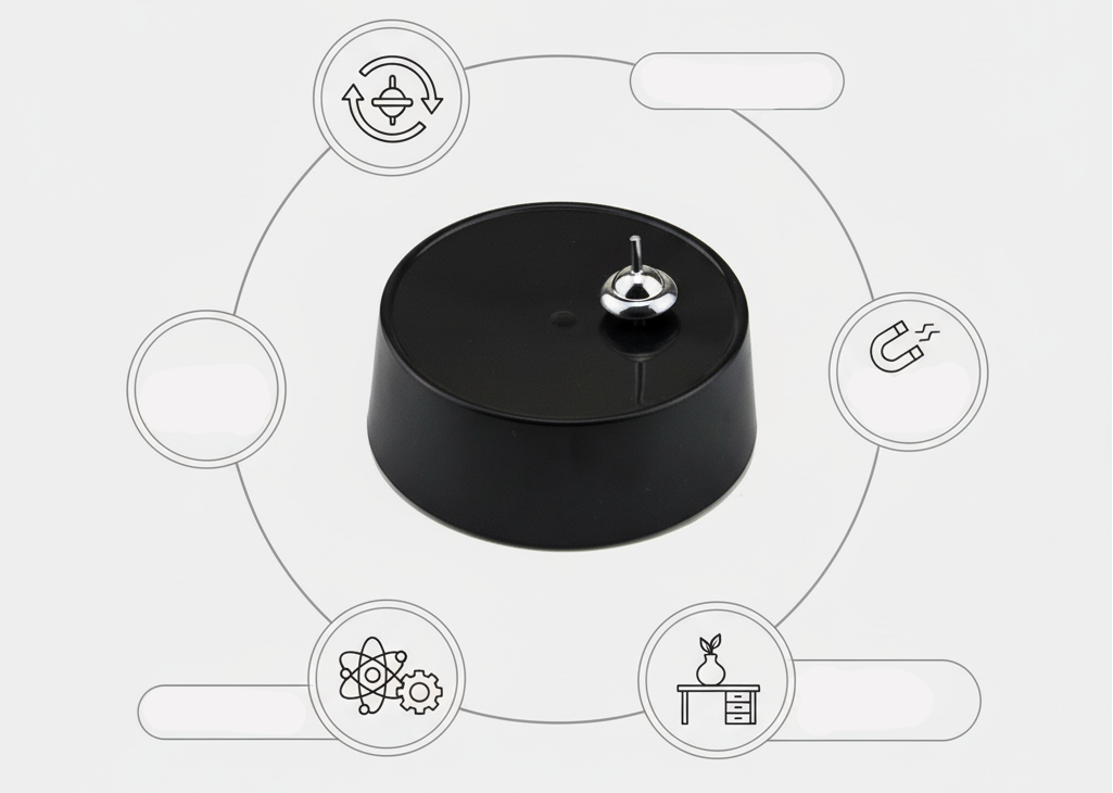 Magnetic Spinning Perpetual Motion Top – Educational Physics Desk Toy Demonstrating Inertia, Magnetism and Creative Science Concepts