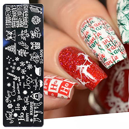 Christmas Nail Stamping Plate Set – Snowflake Santa Reindeer Nail Art Templates for Festive DIY Manicure Designs