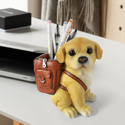 Cute Puppy Pencil Holder – Resin Desktop Organizer for Pens, Office Supplies, Kids Study Tables and Home Decor