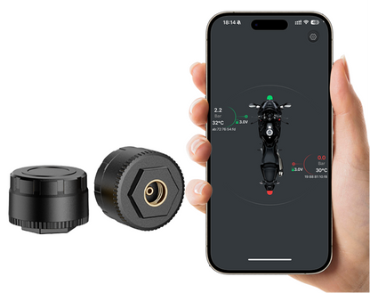 Bluetooth Motorcycle TPMS – Real Time Tire Pressure and Temperature Monitoring System with IP67 Waterproof Protection and App Alerts