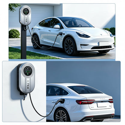 Smart EV Charger – 7KW Type 2 Wallbox Charging Station with LCD Screen, 32A Fast Charging for Electric Vehicles
