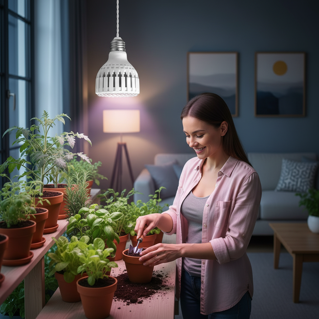 LED Grow Light Bulb – 12W Energy-Efficient Indoor Plant Lamp for Seedlings, Herbs, Vegetables, Houseplants and Year-Round Home Gardening