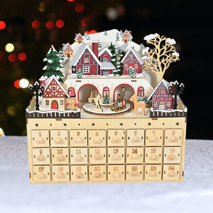 Wooden 24 Drawer Advent Calendar – Refillable Christmas Countdown Organizer for Holiday Surprises and Family Traditions