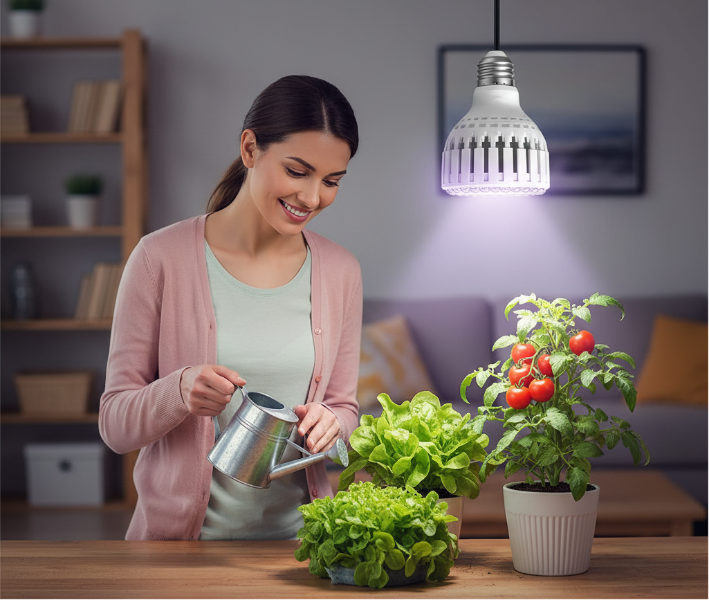 LED Grow Light Bulb – 12W Energy-Efficient Indoor Plant Lamp for Seedlings, Herbs, Vegetables, Houseplants and Year-Round Home Gardening