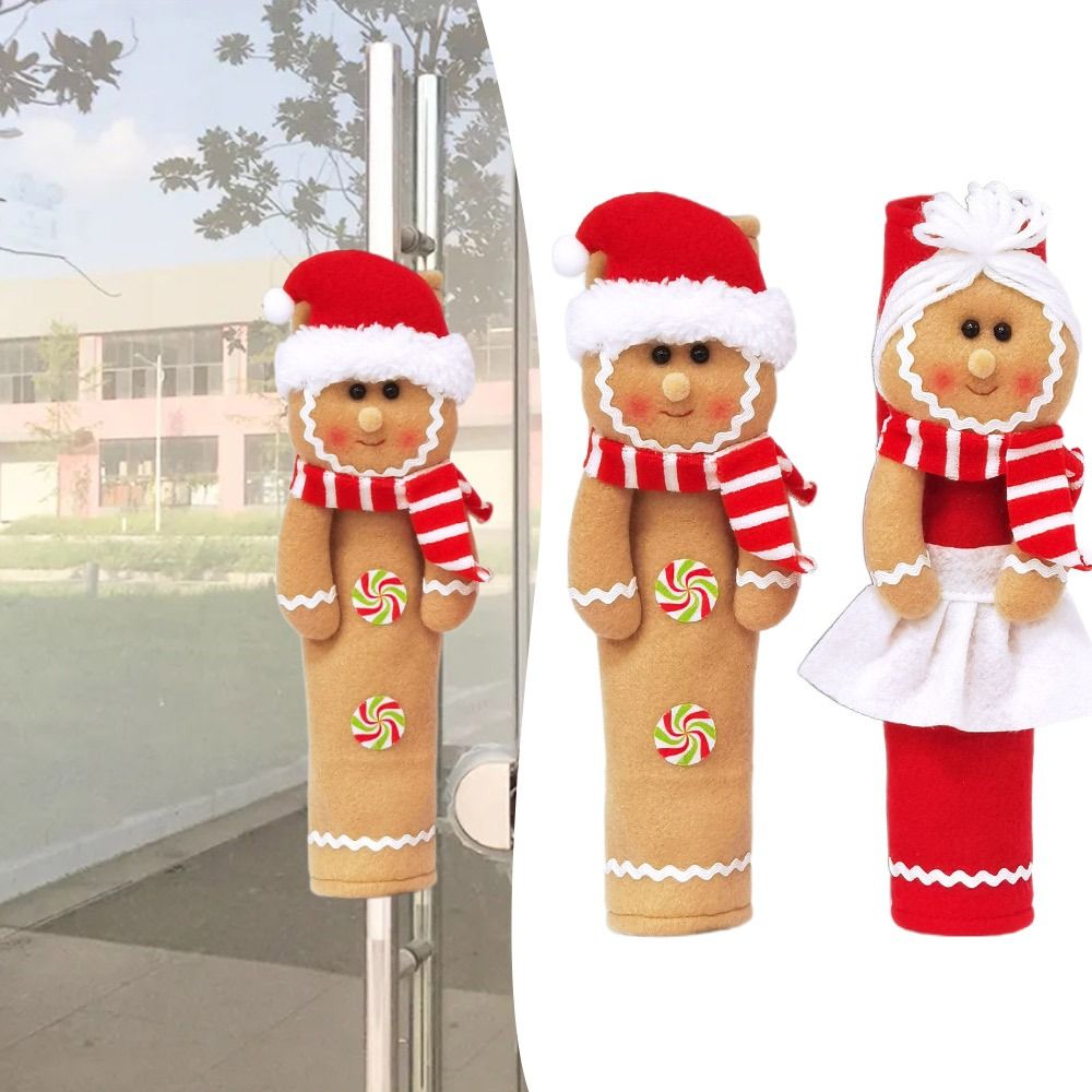 Christmas Refrigerator Handle Covers – Soft Festive Kitchen Decorations for Holiday Home Styling