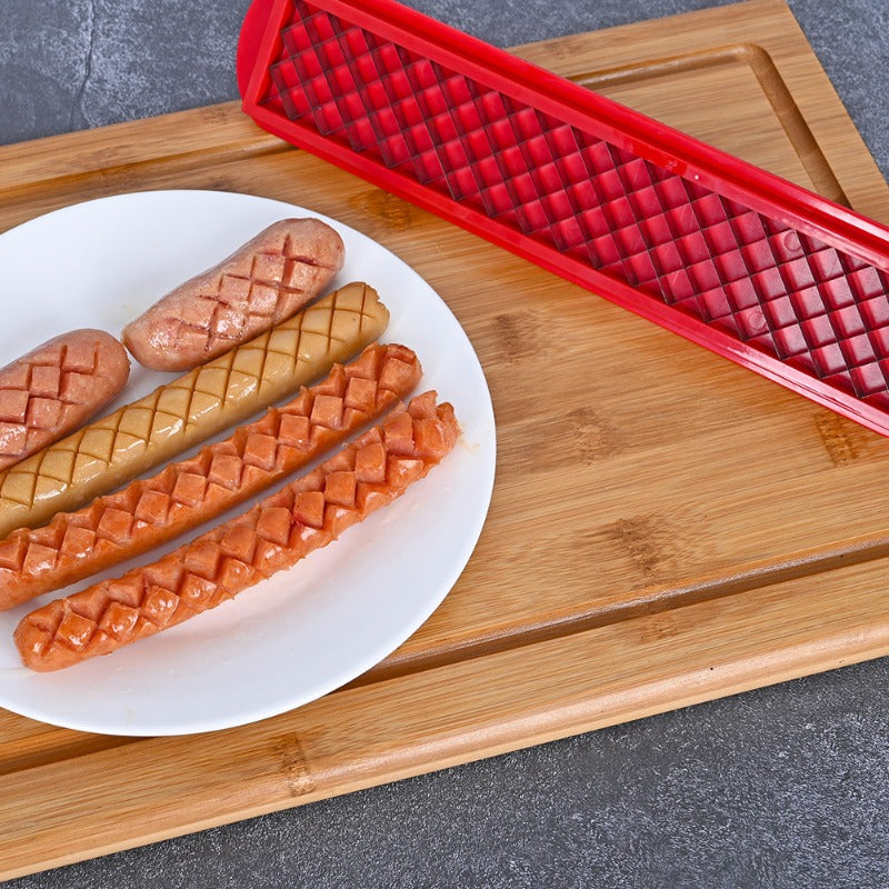 Stainless Steel Hot Dog Slicer – Multifunction Precision Mesh Sausage Cutter for Fast, Even Kitchen Prep, Parties, Snacks and Creative Food Presentation