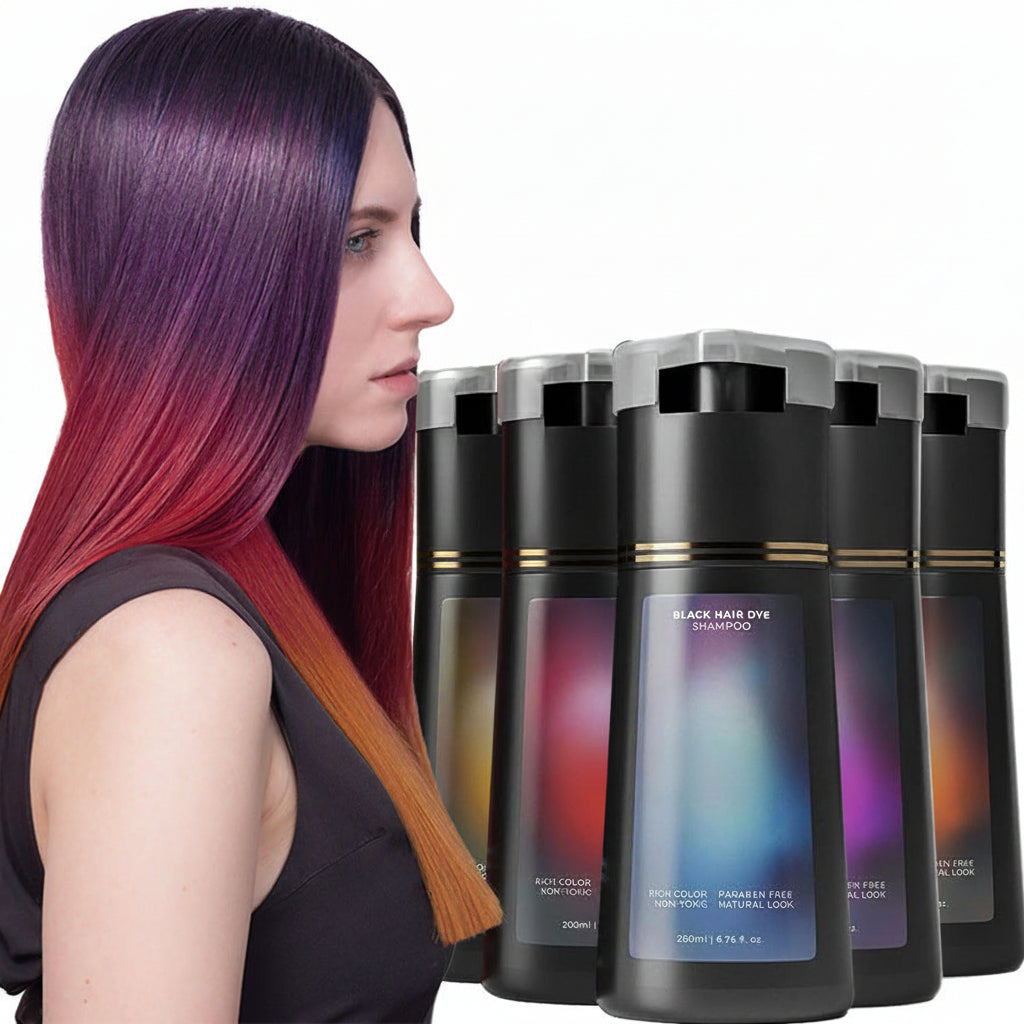 Gray Hair Dye Shampoo – Semi-Permanent Hair Color Treatment for Women and Men with Black, Brown or Purple Shades for Easy At-Home Coverage