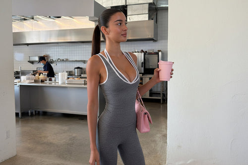 Sporty Two Piece Tracksuit Set – Halter V-Neck Tank Top with Stretch Crop Top for Casual Fitness, Travel and Everyday Comfort