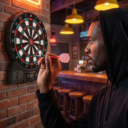 Electronic Dart Board Set – 18 Games, 159 Options, 1-8 Player Automatic Scoring with LED Display and 6 Plastic Darts
