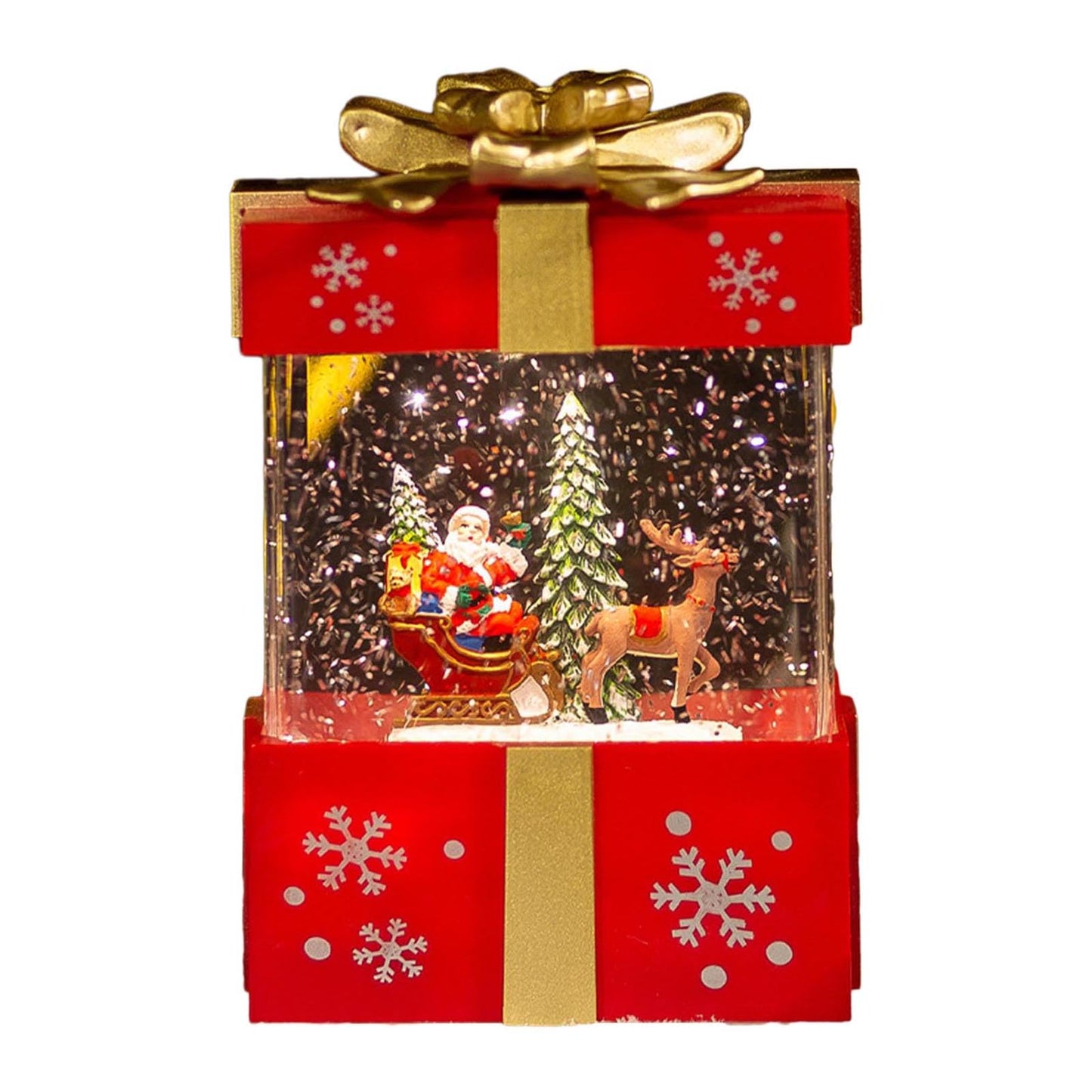 Christmas Musical Gift Box – Rotating Santa Village Decoration with Music for Holiday Tabletop Display and Festive Home Decor