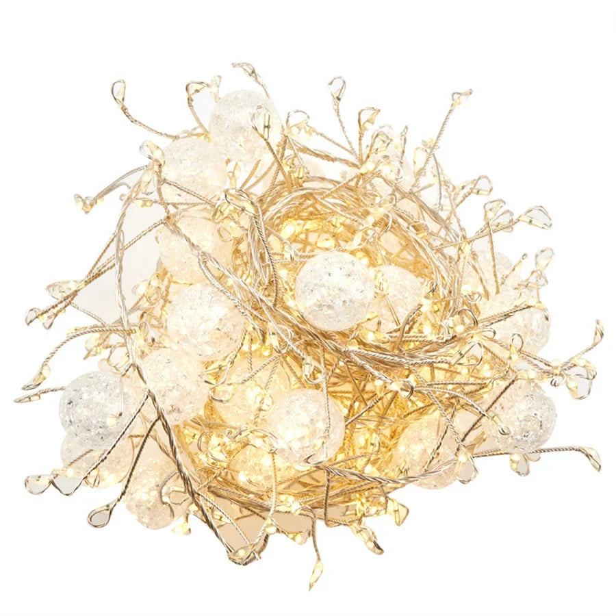 LED Firecracker Fairy Lights – Waterproof Outdoor Crystal String Lights for Christmas Trees, Gardens, Parties and Holiday Decor