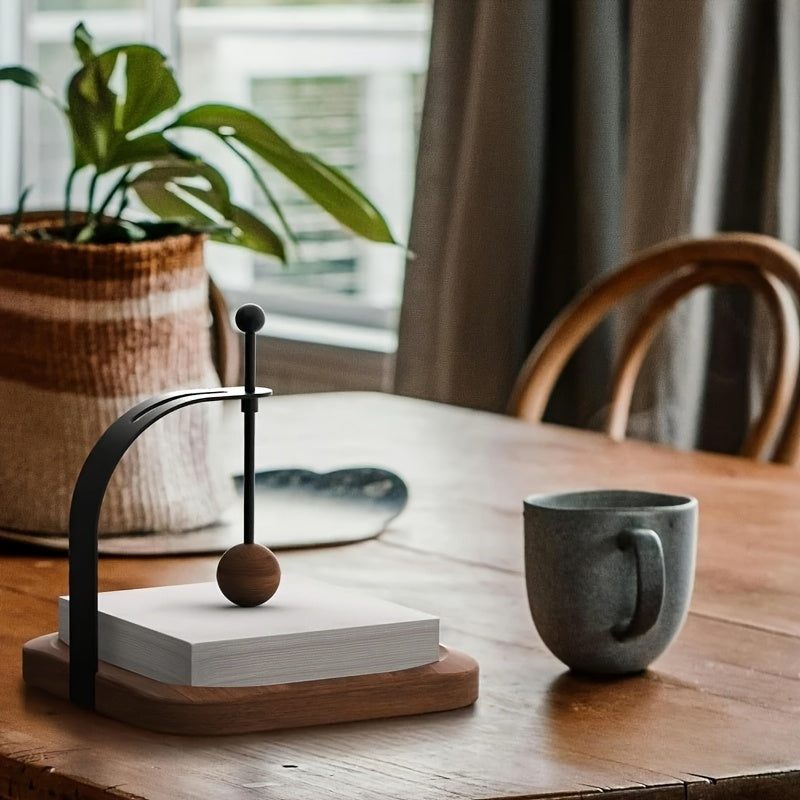 Wooden Napkin Holder – Windproof Table Tissue Organizer with Weighted Wood Ball for Dining, Kitchen and Picnic Use
