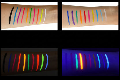 UV Glow Body Paint Set – Neon Fluorescent Face and Body Makeup for Halloween Parties, Festivals and Cosplay Looks