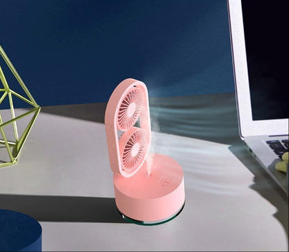 Portable Head Humidifier Fan – Rotatable USB Cooling Air Device with Adjustable Mist and Wide-Angle Personal Comfort for Summer