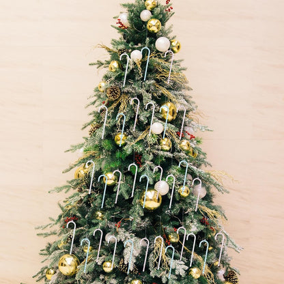 Acrylic Candy Cane Ornaments – Crystal Clear Christmas Tree Hanging Decorations for Winter Parties and Festive Holiday Displays