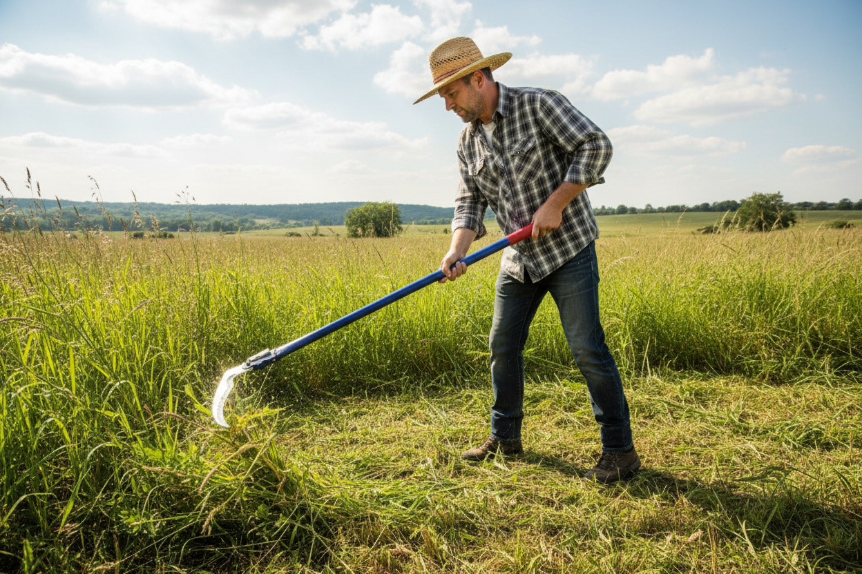 Foldable Long-Handle Corn Sickle – Fast-Cutting Farm Tool for Corn Stalks, Wheat, Straw, Grass Harvesting and Outdoor Garden Maintenance