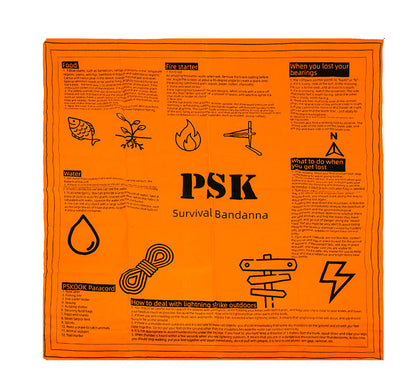 Survival Bandana – High Visibility Emergency Head Scarf with Camping Tips for Hiking, Backpacking and Outdoor Preparedness