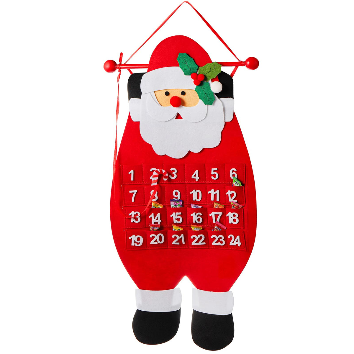 Christmas Advent Countdown Calendar – Reusable Wall Hanging Santa Calendar for Family Holiday Traditions