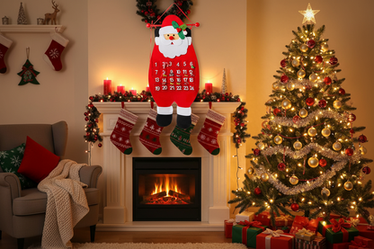 Christmas Advent Countdown Calendar – Reusable Wall Hanging Santa Calendar for Family Holiday Traditions