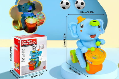 Interactive Elephant Crawling Toy – Electronic Drummer with Floating Ball, LED Lights, Music and Sounds for Baby Sensory Development