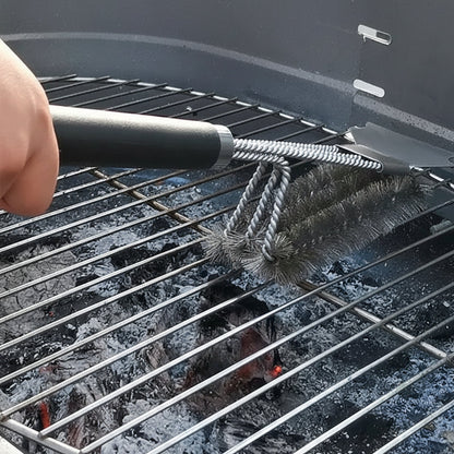 Stainless Steel Grill Brush – 18-Inch Heavy Duty BBQ Cleaning Tool with Scraper and Deluxe Handle for Safe Outdoor Grill Maintenance