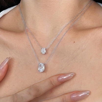 Oval Cut Solitaire Moissanite Pendant Necklace – Certified Diamond-Look S925 Silver Fine Jewelry with Elegant Neck Chain for Women, Weddings and Special Gifts