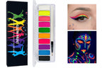 UV Glow Body Paint Set – Neon Fluorescent Face and Body Makeup for Halloween Parties, Festivals and Cosplay Looks