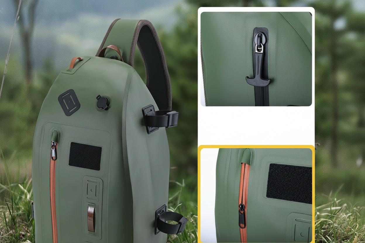 Waterproof Fishing Chest Pack – IPX8 13L Sling Storage Bag with Airtight Zipper, Tool Holder and Angler Organization