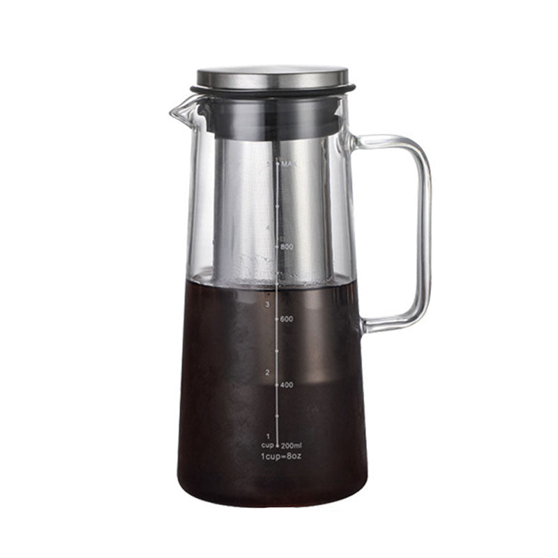 Cold Brew Coffee Maker – 1L Glass Carafe with Stainless Steel Filter for Smooth Iced Coffee, Cold Tea Brewing and Easy Home Serving