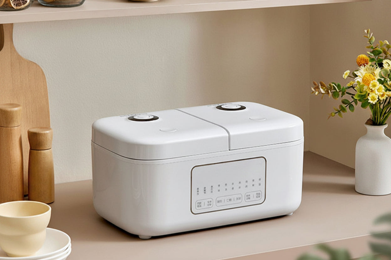 Dual Control 4L Rice Cooker – Double Pot Multifunction Electric Cooker for Simultaneous Cooking and Convenient Family Meals.