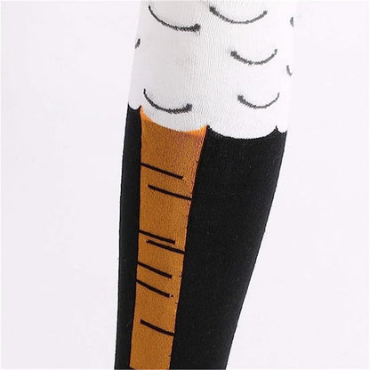 Funny 3D Chicken Print Socks – Stretch Cotton Cartoon Cosplay Knee High Socks for Gifts and Everyday Fun Fashion