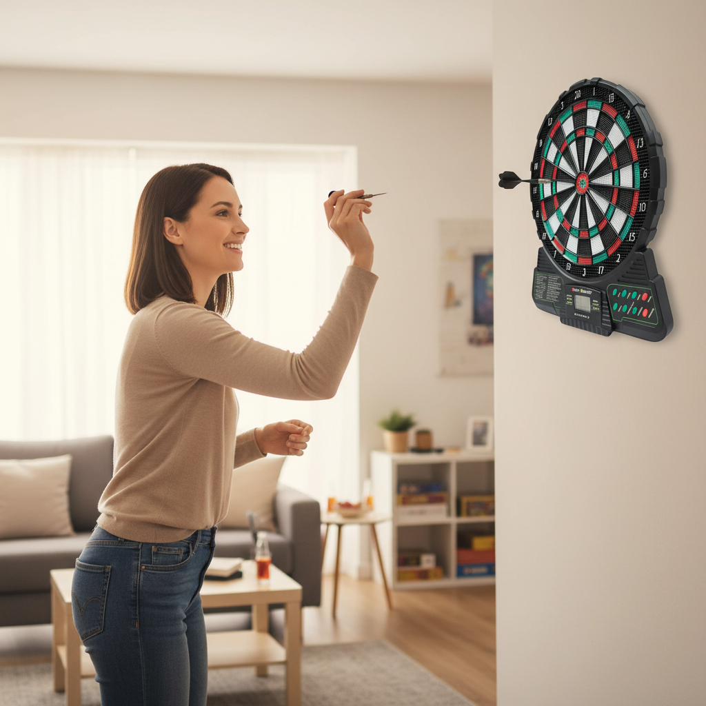 Electronic Dart Board Set – 18 Games, 159 Options, 1-8 Player Automatic Scoring with LED Display and 6 Plastic Darts