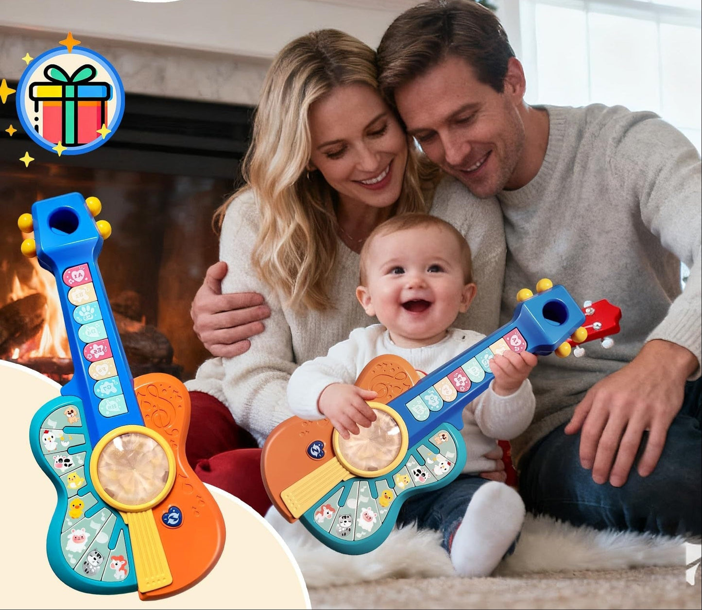 Electronic Giraffe Guitar Toy – Educational Baby Piano with Animal Sounds, Color Recognition, Lights and Melodies for Early Learning