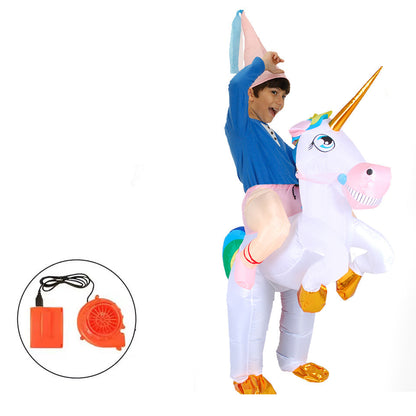 Inflatable Unicorn Costume for Kids - Funny Riding Unicorn Halloween Outfit for Parties and Special Events