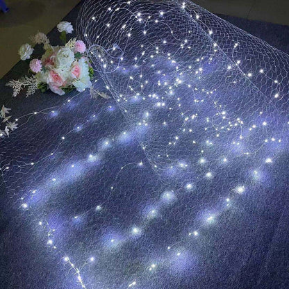 Starry Sky Wedding Ceiling Decor – Luminous Net Light with Wrought Iron Frame for Romantic Event and Party Decorations