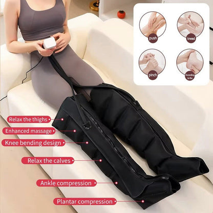 Electric Pneumatic Leg Massager – Extended Thigh, Calf and Foot Compression Device with Remote Control for Deep Relaxation and Circulation Support
