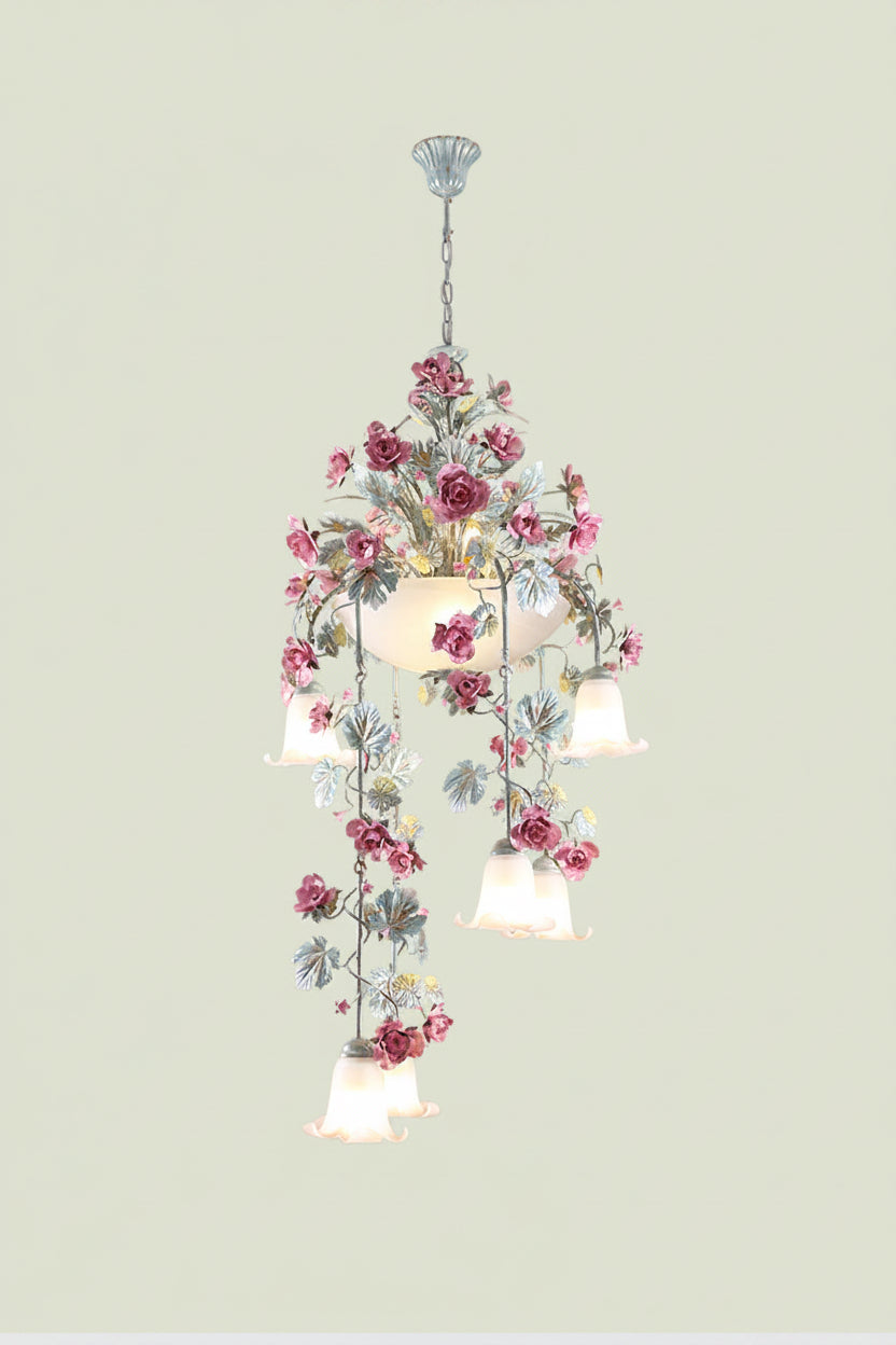 Rose Flower LED Chandelier – Luxury Floral Pendant Light for Hotels, Cafes, Staircases and Elegant Interior Decoration
