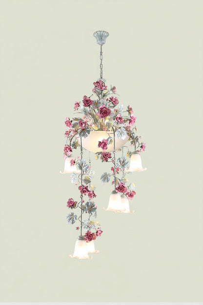 Rose Flower LED Chandelier – Luxury Floral Pendant Light for Hotels, Cafes, Staircases and Elegant Interior Decoration