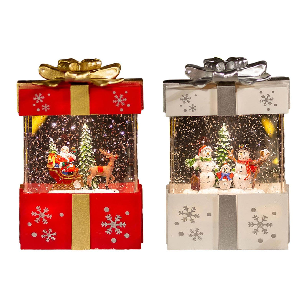 Christmas Musical Gift Box – Rotating Santa Village Decoration with Music for Holiday Tabletop Display and Festive Home Decor