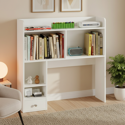 Desktop Shelf Organizer – 5-Tier Wood Desk Hutch and Display Rack for Books, Computer Accessories, Office Supplies and Home Workspace Storage