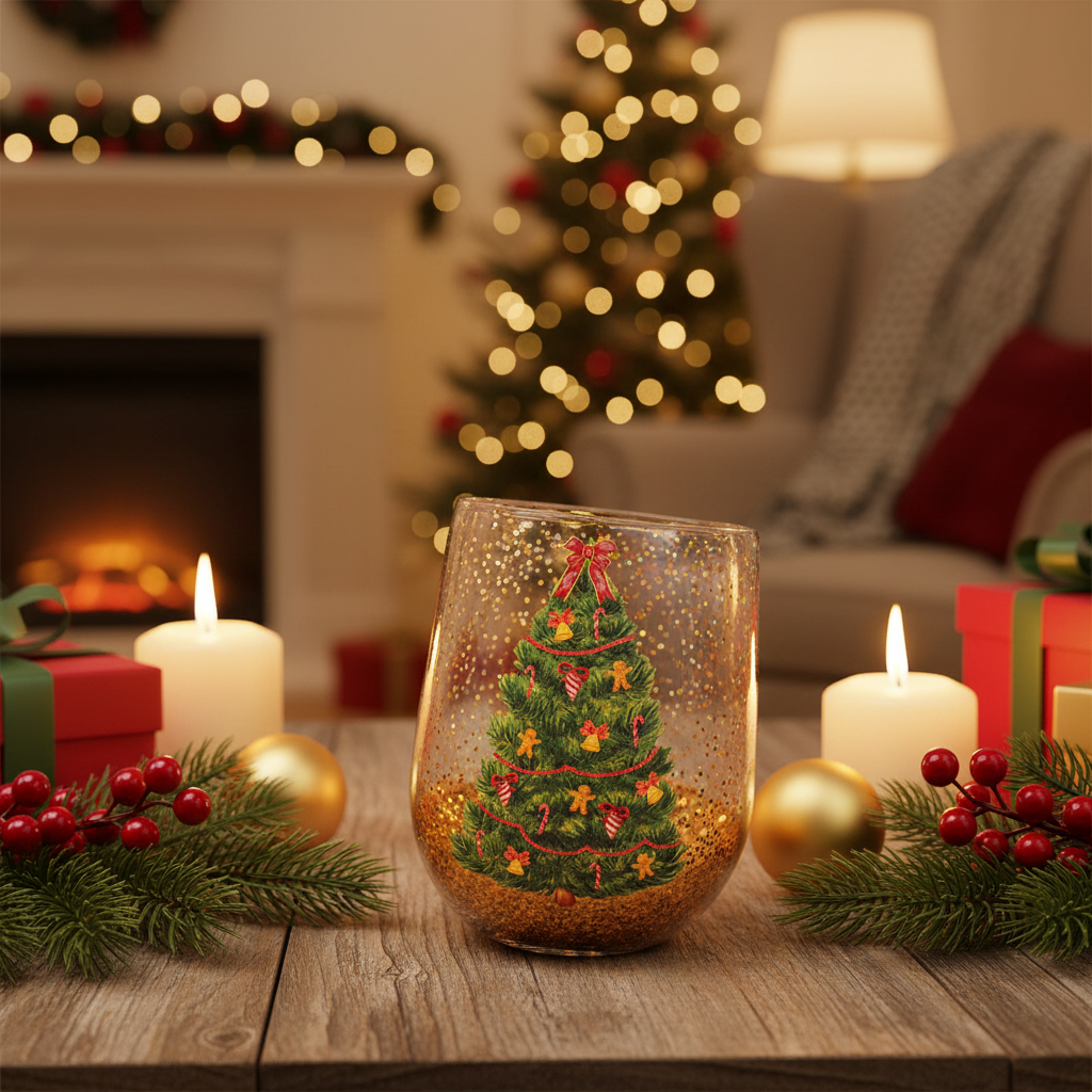 Double Wall Christmas Glass Mug – Heat Resistant Coffee and Tea Cup for Lattes, Hot Drinks and Holiday Entertaining