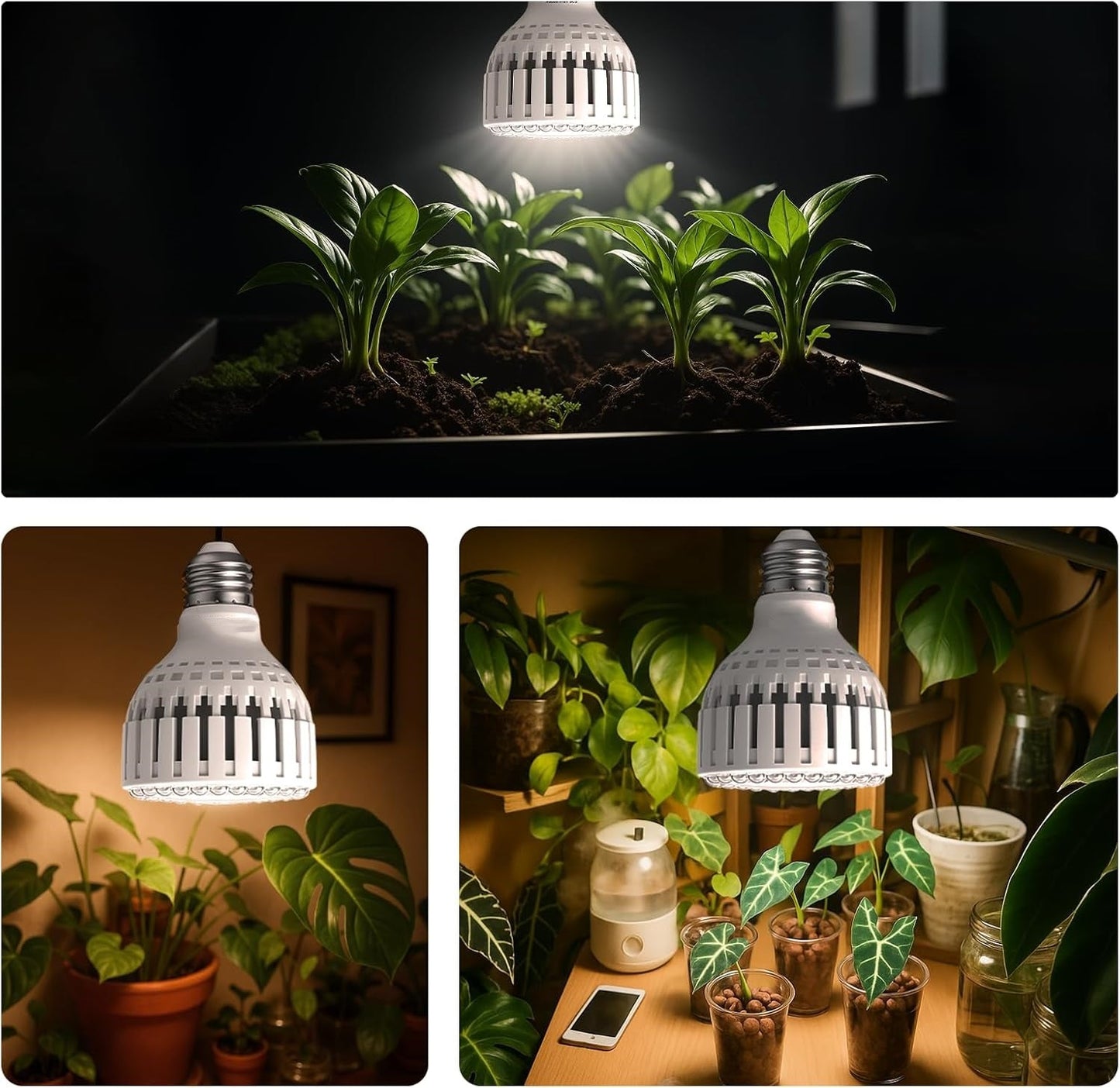 LED Grow Light Bulb – 12W Energy-Efficient Indoor Plant Lamp for Seedlings, Herbs, Vegetables, Houseplants and Year-Round Home Gardening